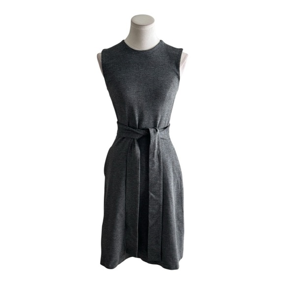 BABATON Aritzia Gray Sleeveless Sheath Mini Dress Work Party Tie Belt Size 0 XS - Picture 1 of 6